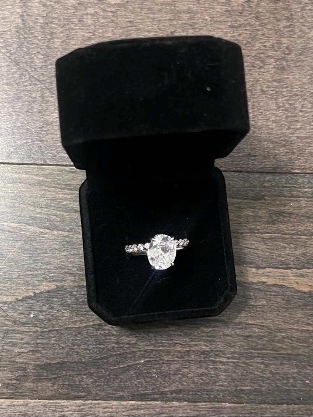 Sterling Silver Oval Cubic Zirconia Engagement Ring - White